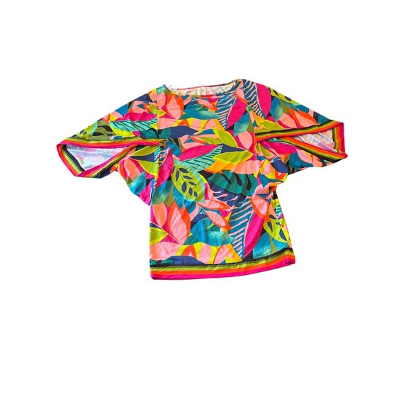 Trina Turk Womens S/P Multicolored Tropical Print Poolside Tunic Lounge Resort - Picture 1 of 4